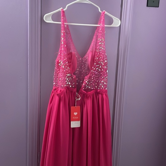 JJ’s House Brand New Fuchsia Sheer Top A Line Chiffon Dress! Prom, Hoco - Picture 11 of 13